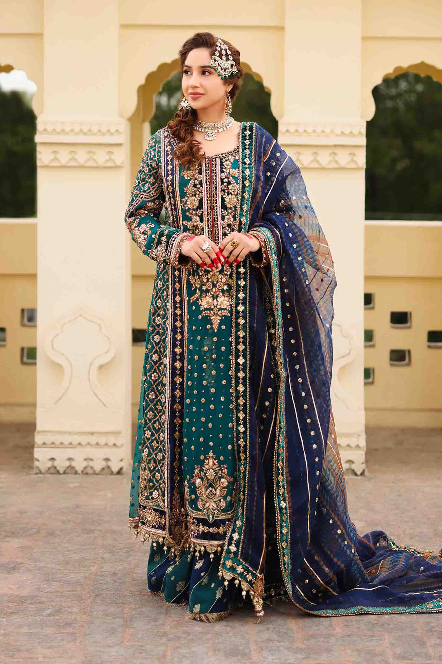 Maria B | Bridal Formals | Begum Jahanara XL Sea Green Pure Organza