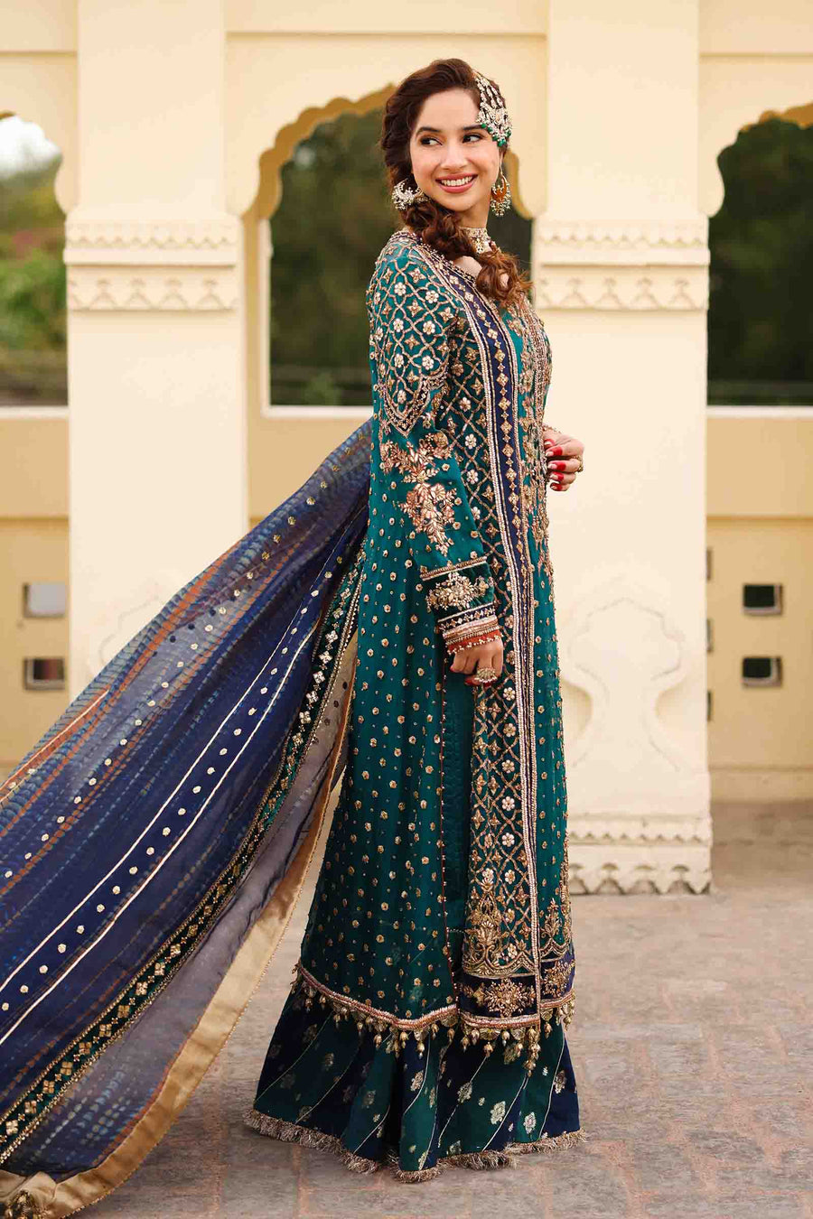 Maria B | Bridal Formals | Begum Jahanara Custom Size Sea Green Pure Organza