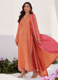 Farah Talib Aziz | Zaza Luxe Pret 24 | ELYNA CORAL EMBROIDERED RAW SILK SHIRT AND DUPATTA - Pakistani Designer Dress - by Farah Talib Aziz | Type: Luxury - 100% Original at Saira Sultan
