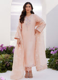 Farah Talib Aziz | Zaza Luxe Pret 24 | ELEA PEACH EMBROIDERED RAW SILK SHIRT AND DUPATTA - Pakistani Designer Dress - by Farah Talib Aziz | Type: Luxury - 100% Original at Saira Sultan