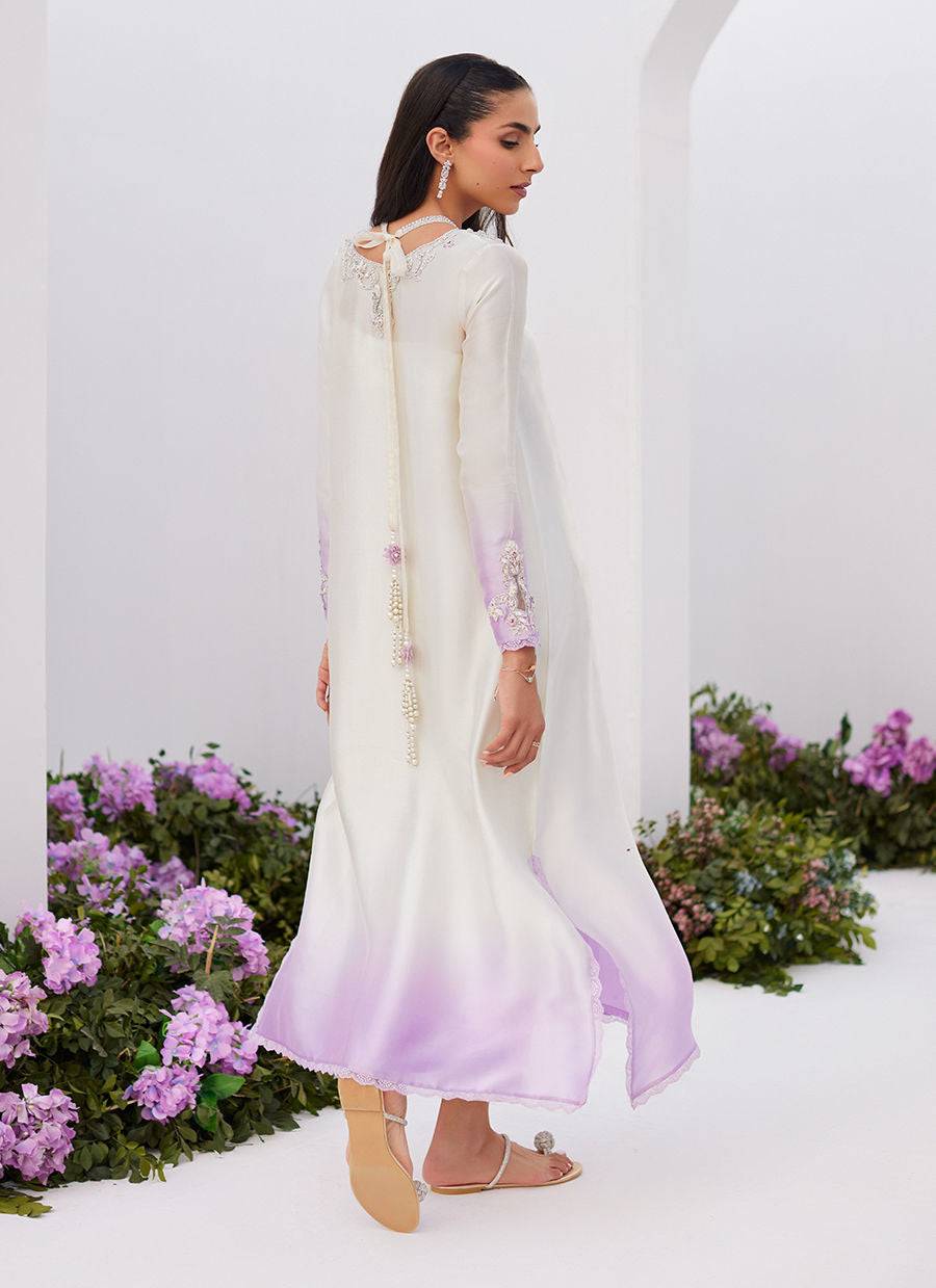 Farah Talib Aziz | Zaza Luxe Pret 24 | LYA IVORY EMBELLISHED RAW SILK SHIRT AND DUPATTA - Pakistani Designer Dress - by Farah Talib Aziz | Type: Luxury - 100% Original at Saira Sultan