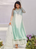 Farah Talib Aziz | Zaza Luxe Pret 24 | SOLENE AQUA OMBRE EMBELLISHED COLUMN SHIRT WITH EMBROIDERED KALIDAAR SLIP - Pakistani Designer Dress - by Farah Talib Aziz | Type: Luxury - 100% Original at Saira Sultan