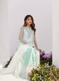 Farah Talib Aziz | Zaza Luxe Pret 24 | SOLENE AQUA OMBRE EMBELLISHED COLUMN SHIRT WITH EMBROIDERED KALIDAAR SLIP - Pakistani Designer Dress - by Farah Talib Aziz | Type: Luxury - 100% Original at Saira Sultan
