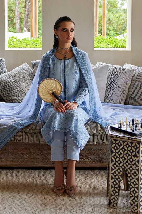 Gulaal | Luxury Lawn 25 | Azalea XL Blue Lawn