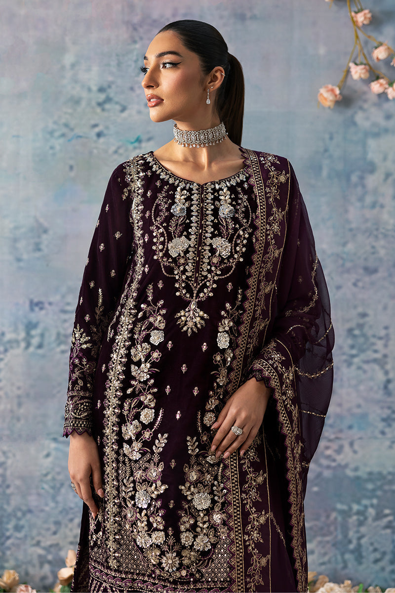 Gulaal | Celeste Velvet 24 | Plum - Pakistani Designer Dress - by Gulaal | Type: Ladies Clothes - 100% Original at Saira Sultan