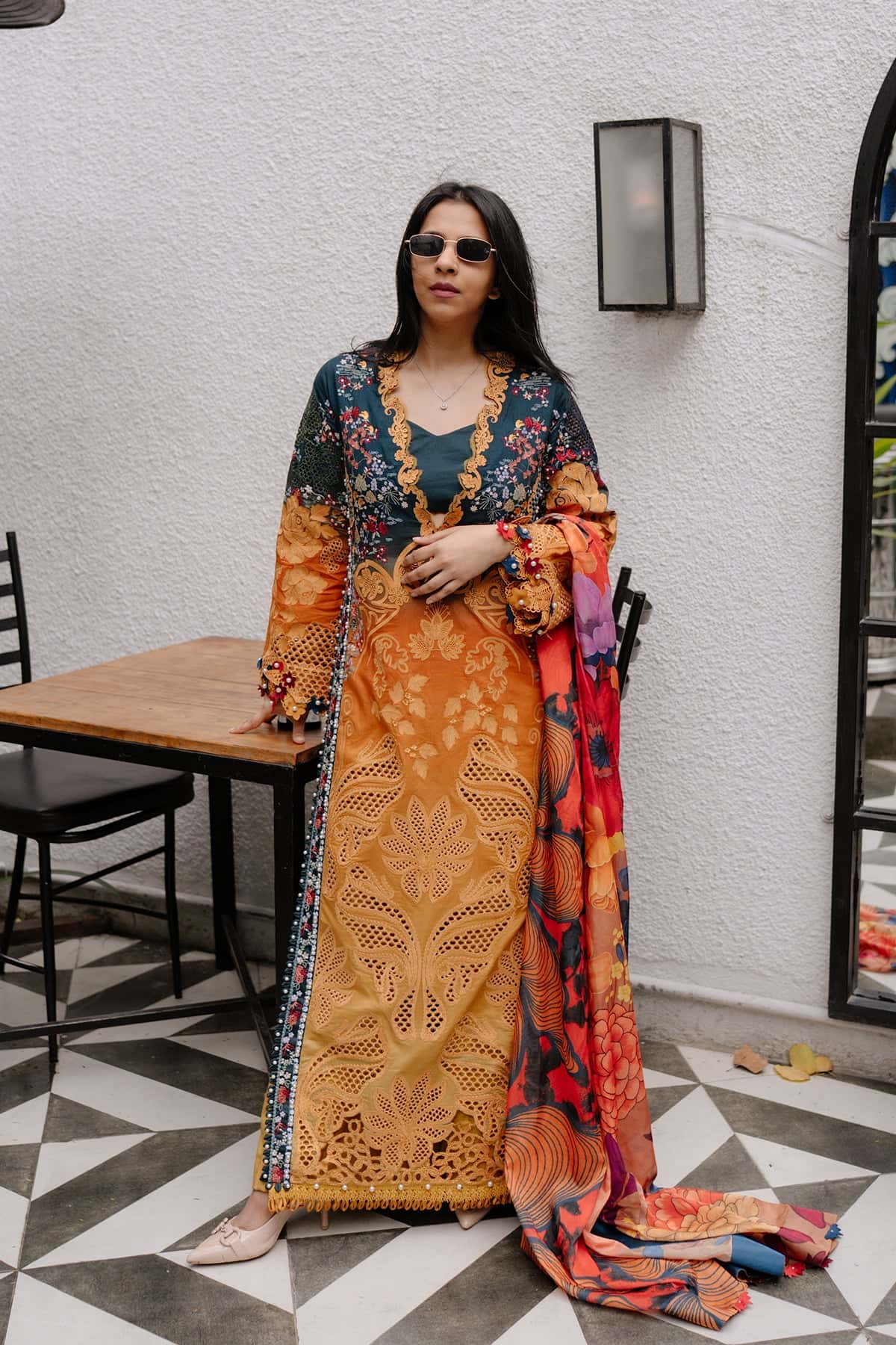 Afrozeh | Lawn 25 | Halcy L Mustard Lawn