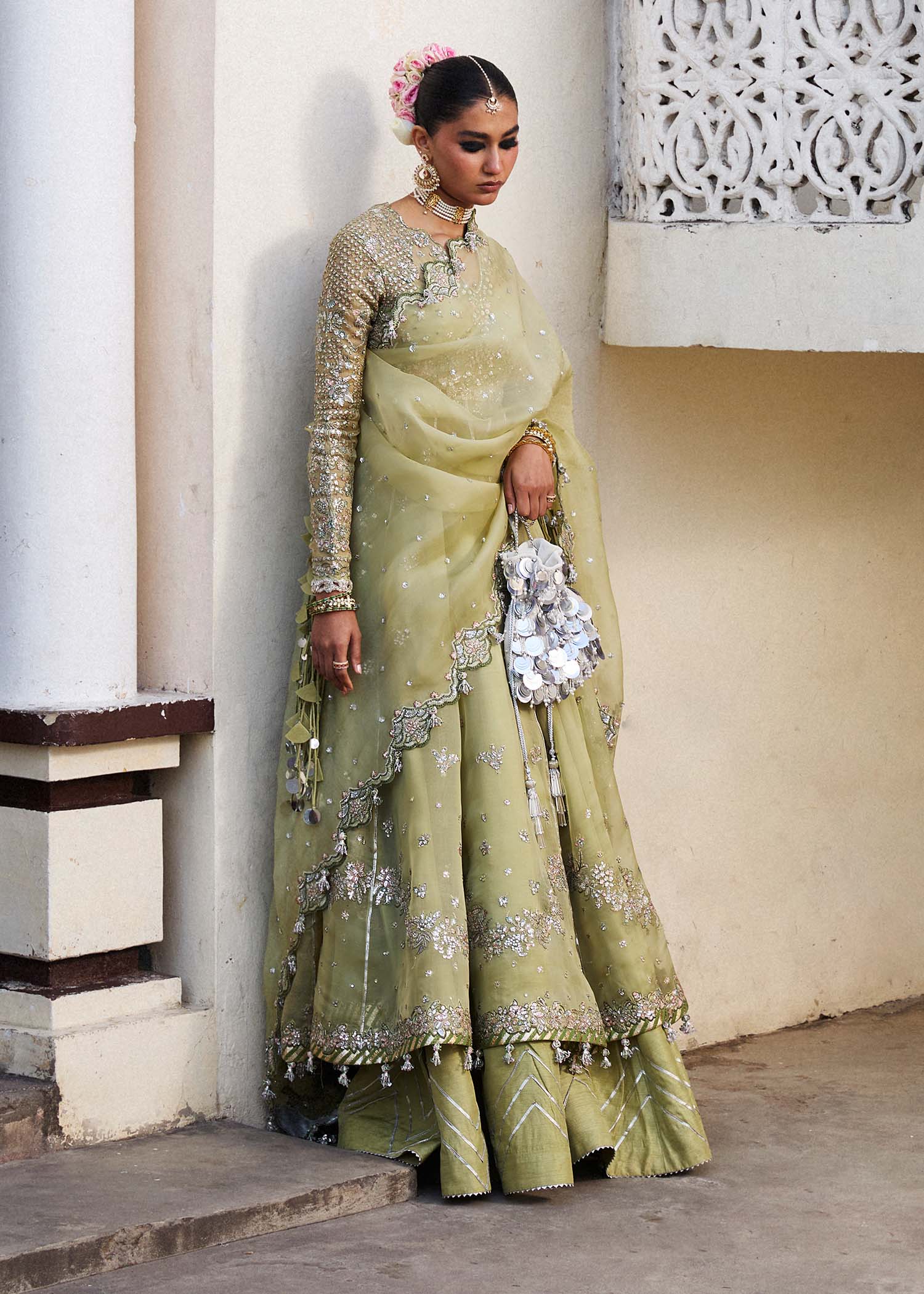Hussain Rehar | Darlings Festive 25 | Tahiri Custom Size Apple Green Organza