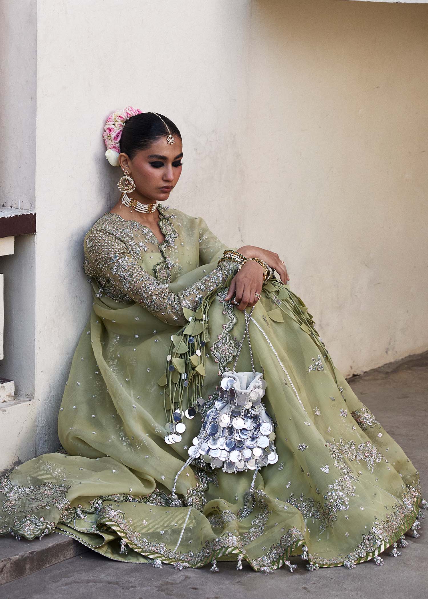 Hussain Rehar | Darlings Festive 25 | Tahiri M Apple Green Organza