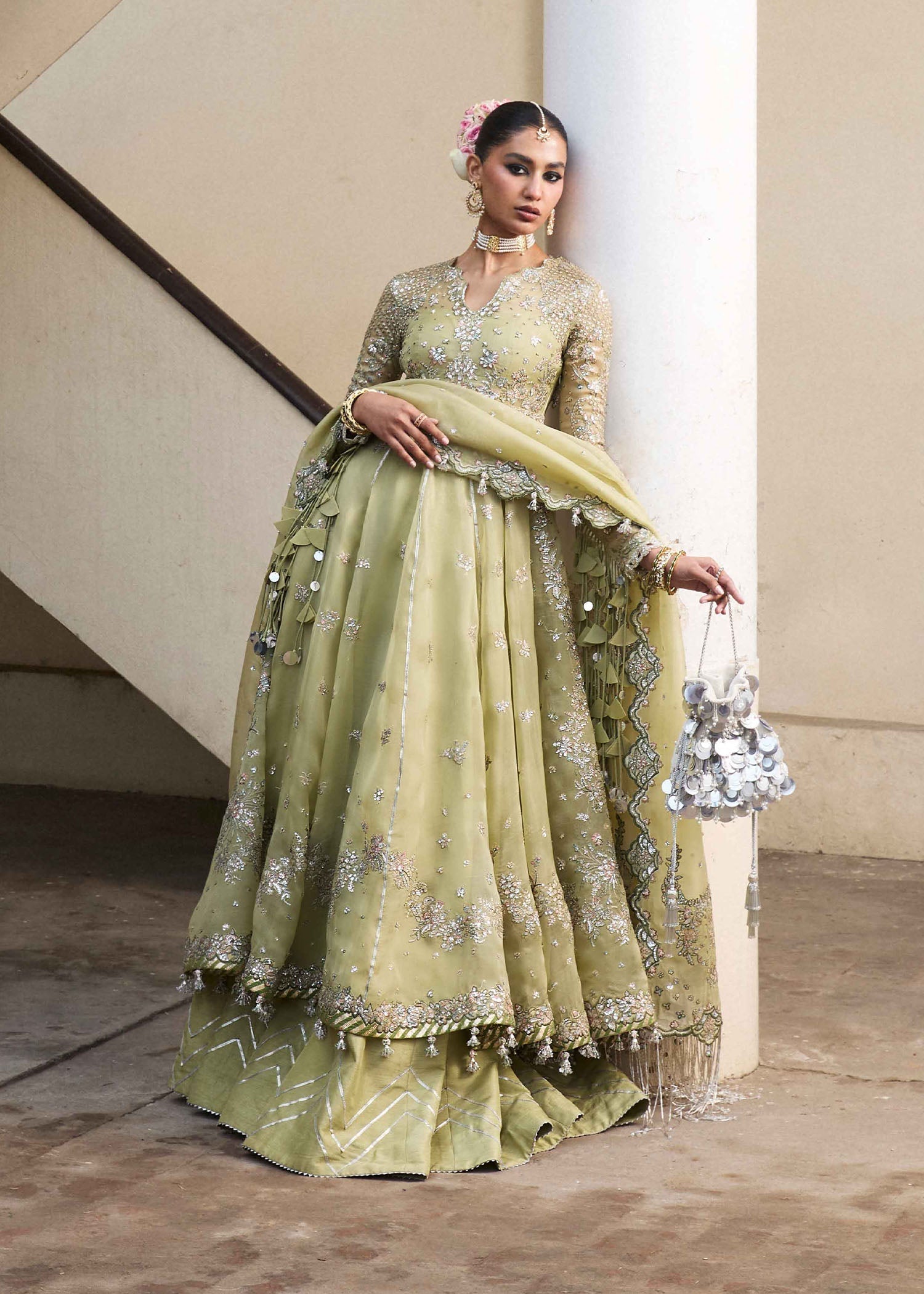 Hussain Rehar | Darlings Festive 25 | Tahiri L Apple Green Organza