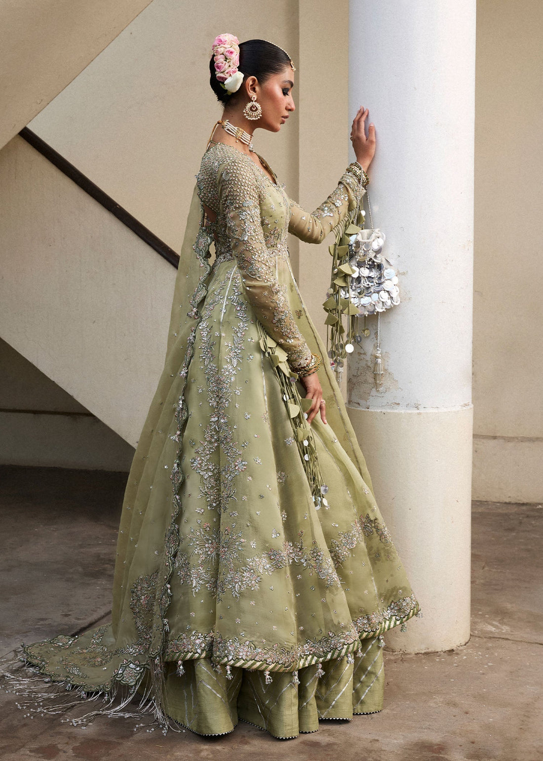 Hussain Rehar | Darlings Festive 25 | Tahiri XS Apple Green Organza