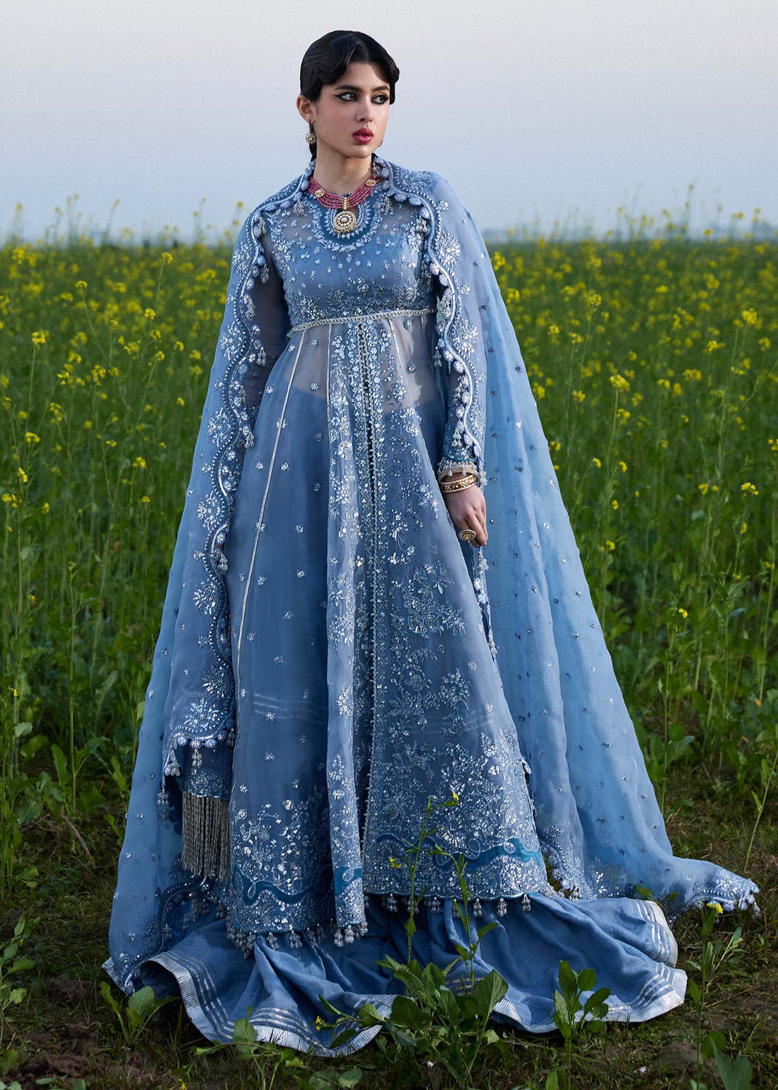 Hussain Rehar | Darlings Festive 25 | Mira XS Ice Blue Organza
