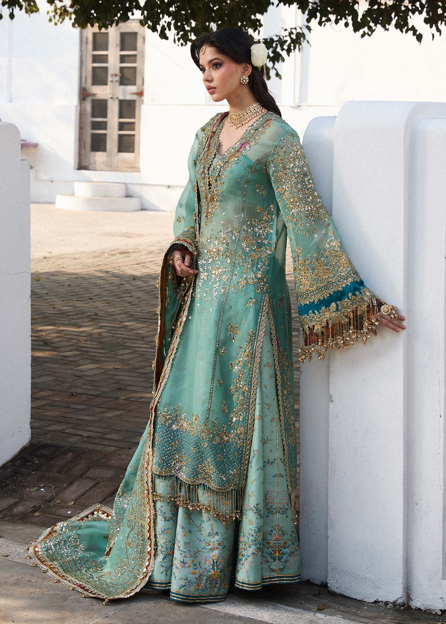 Hussain Rehar | Darlings Festive 25 | Miraye Custom Size Ice Blue Organza