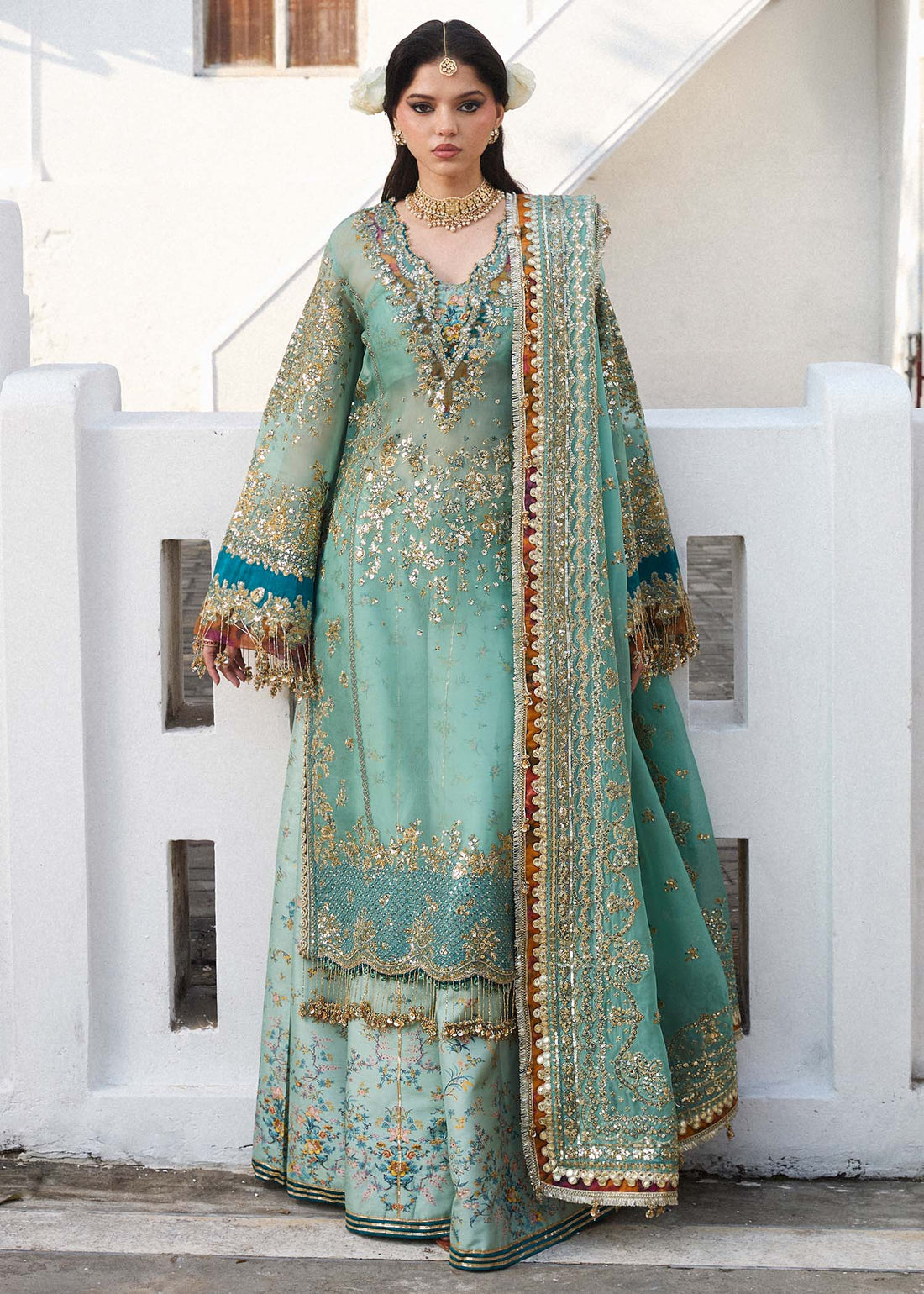 Hussain Rehar | Darlings Festive 25 | Miraye XS Ice Blue Organza