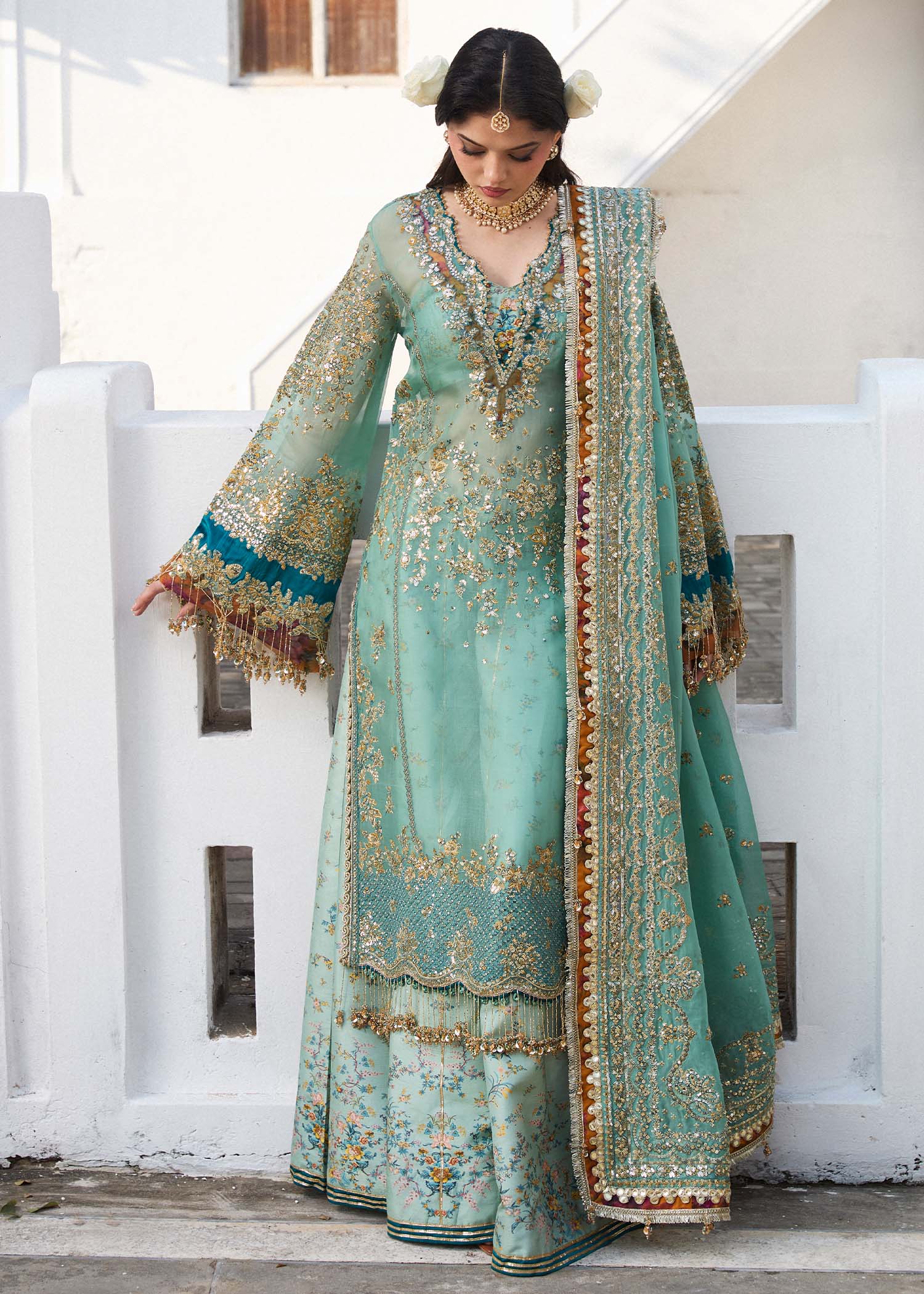 Hussain Rehar | Darlings Festive 25 | Miraye L Ice Blue Organza