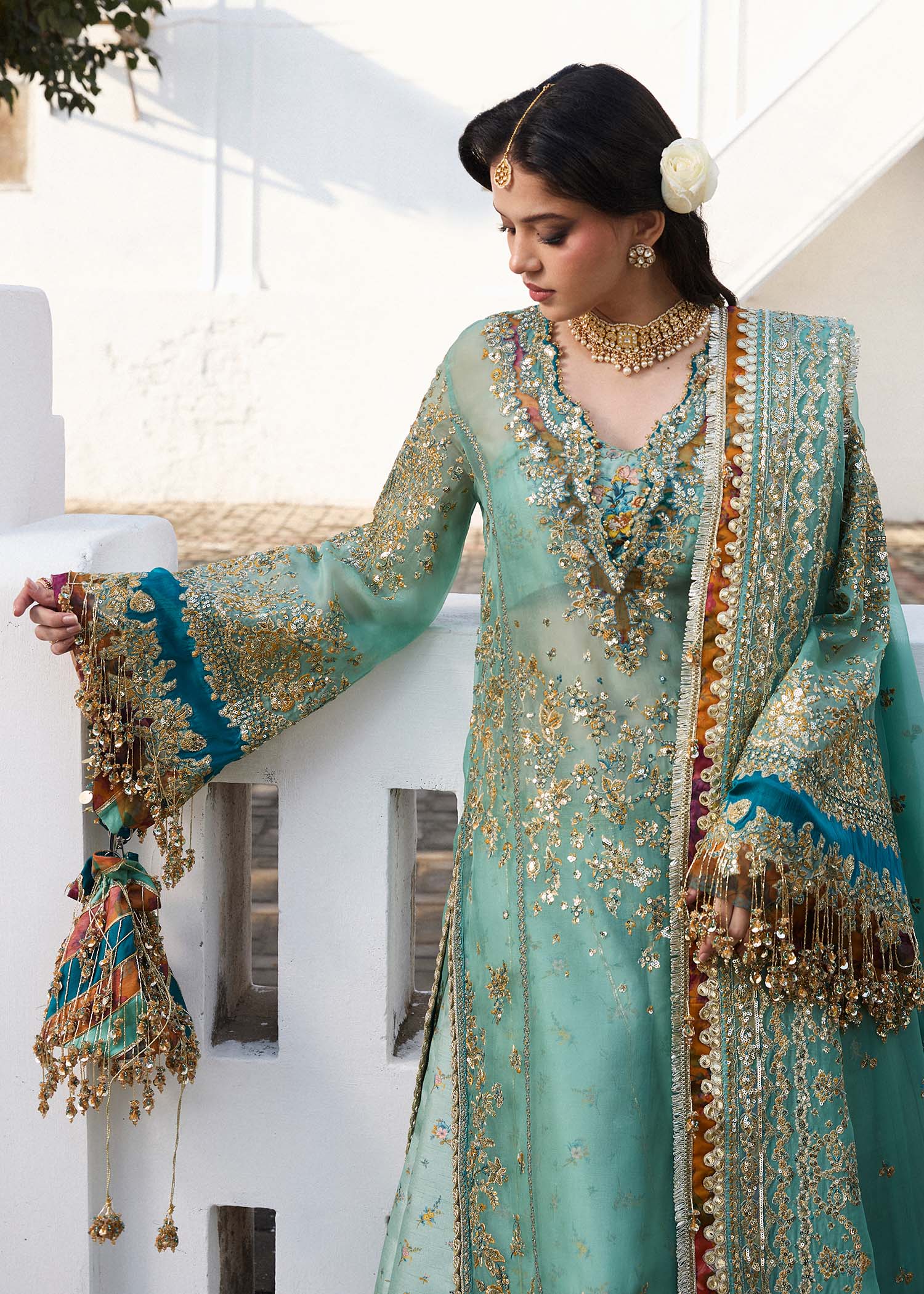 Hussain Rehar | Darlings Festive 25 | Miraye M Ice Blue Organza