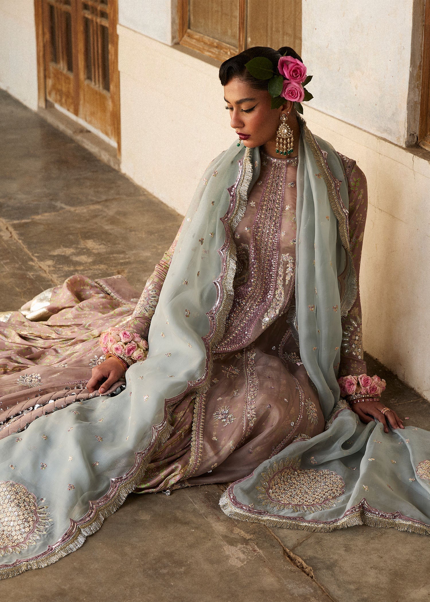 Hussain Rehar | Darlings Festive 25 | Ziniya L Mouse Gray Organza
