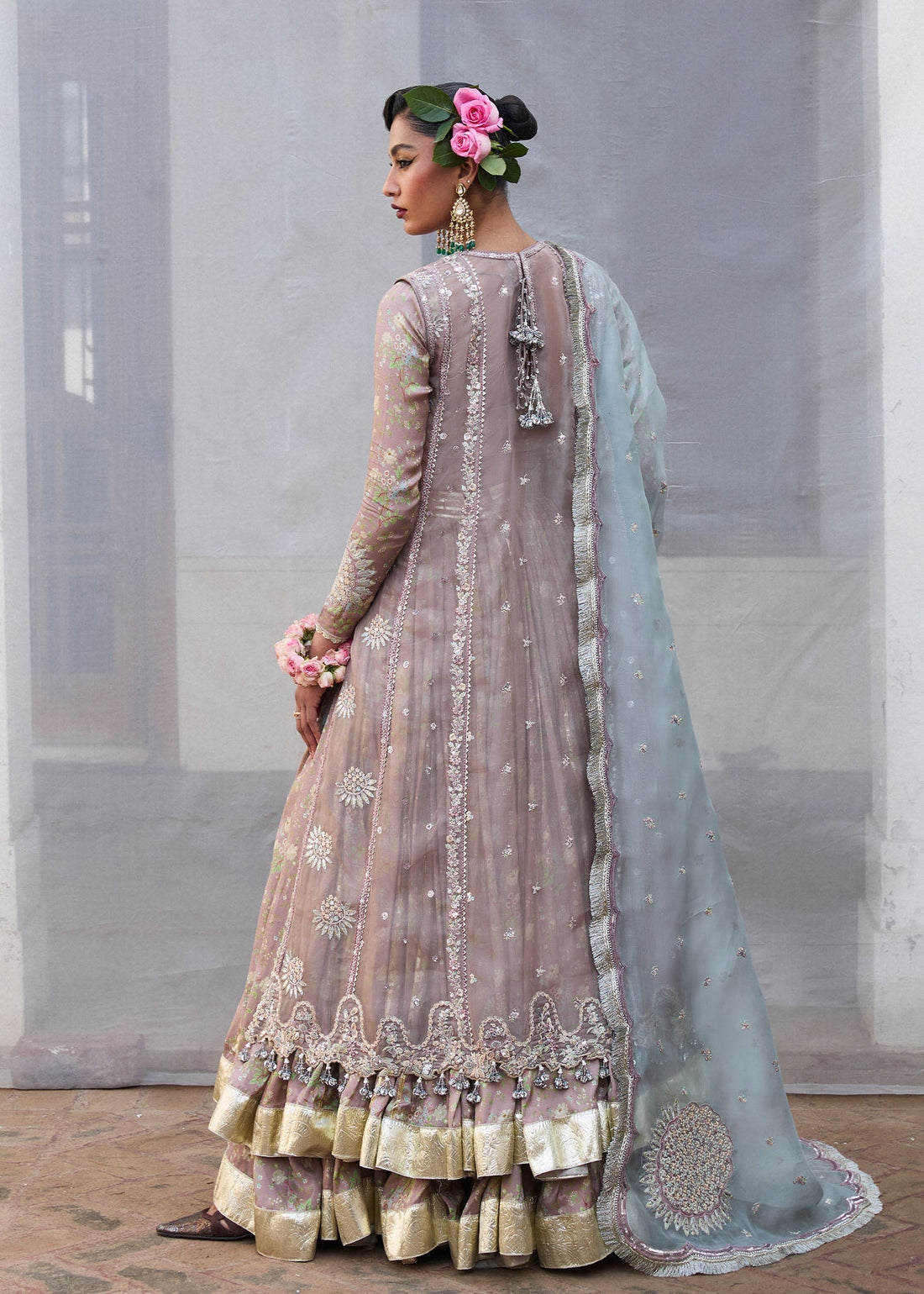 Hussain Rehar | Darlings Festive 25 | Ziniya XS Mouse Gray Organza
