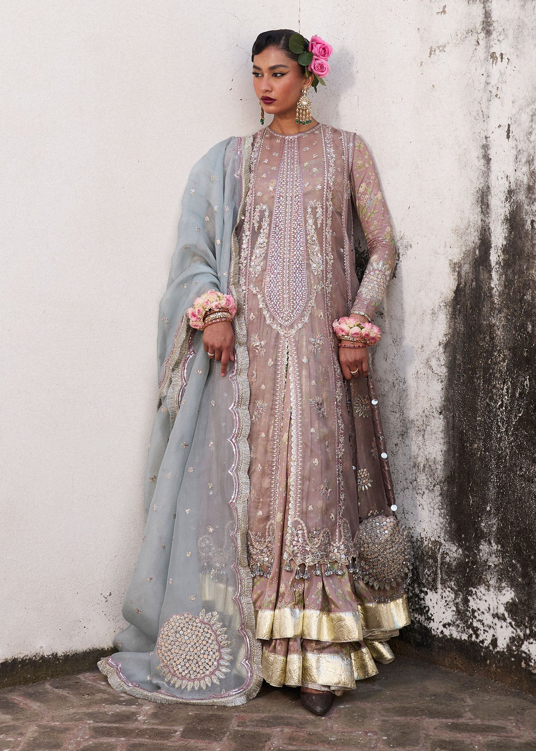 Hussain Rehar | Darlings Festive 25 | Ziniya XS Mouse Gray Organza