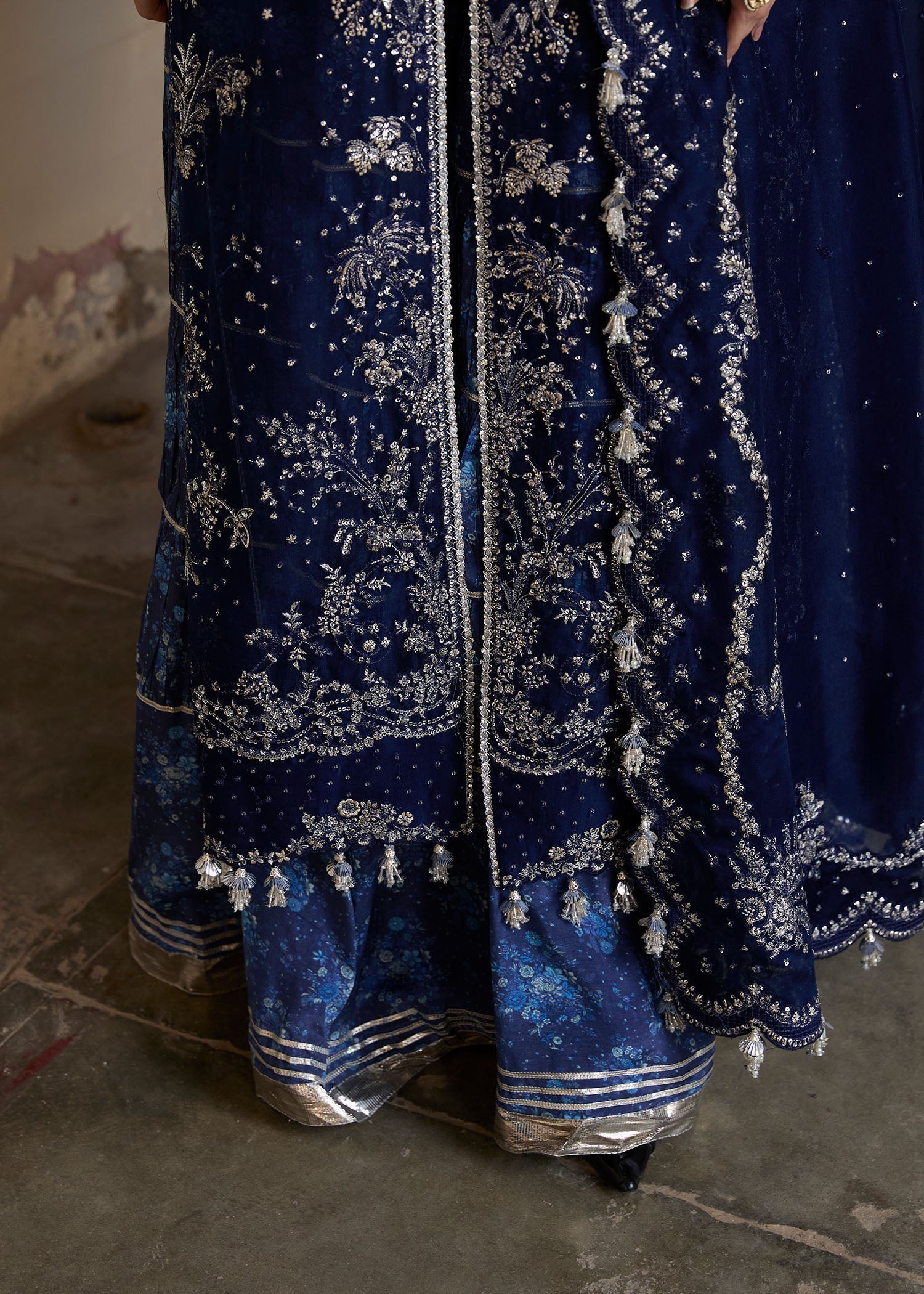 Hussain Rehar | Darlings Festive 25 | Safa L Navy Blue Organza