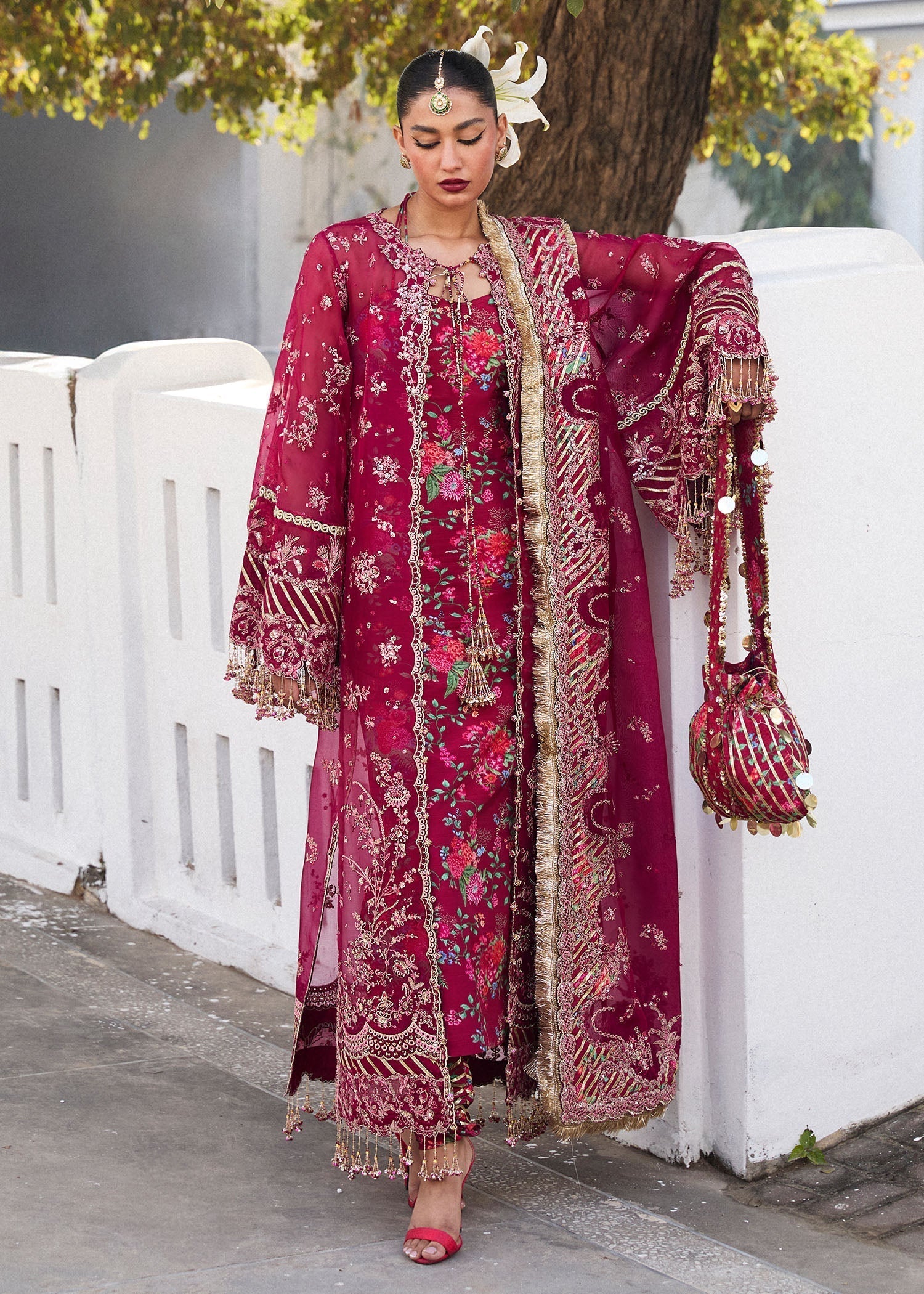 Hussain Rehar | Darlings Festive 25 | Maher XL Burgundy Organza