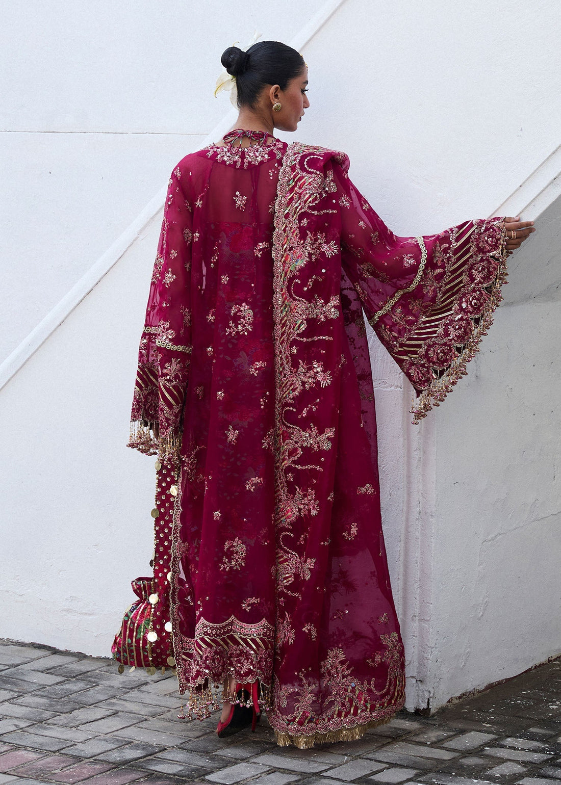 Hussain Rehar | Darlings Festive 25 | Maher XS Burgundy Organza