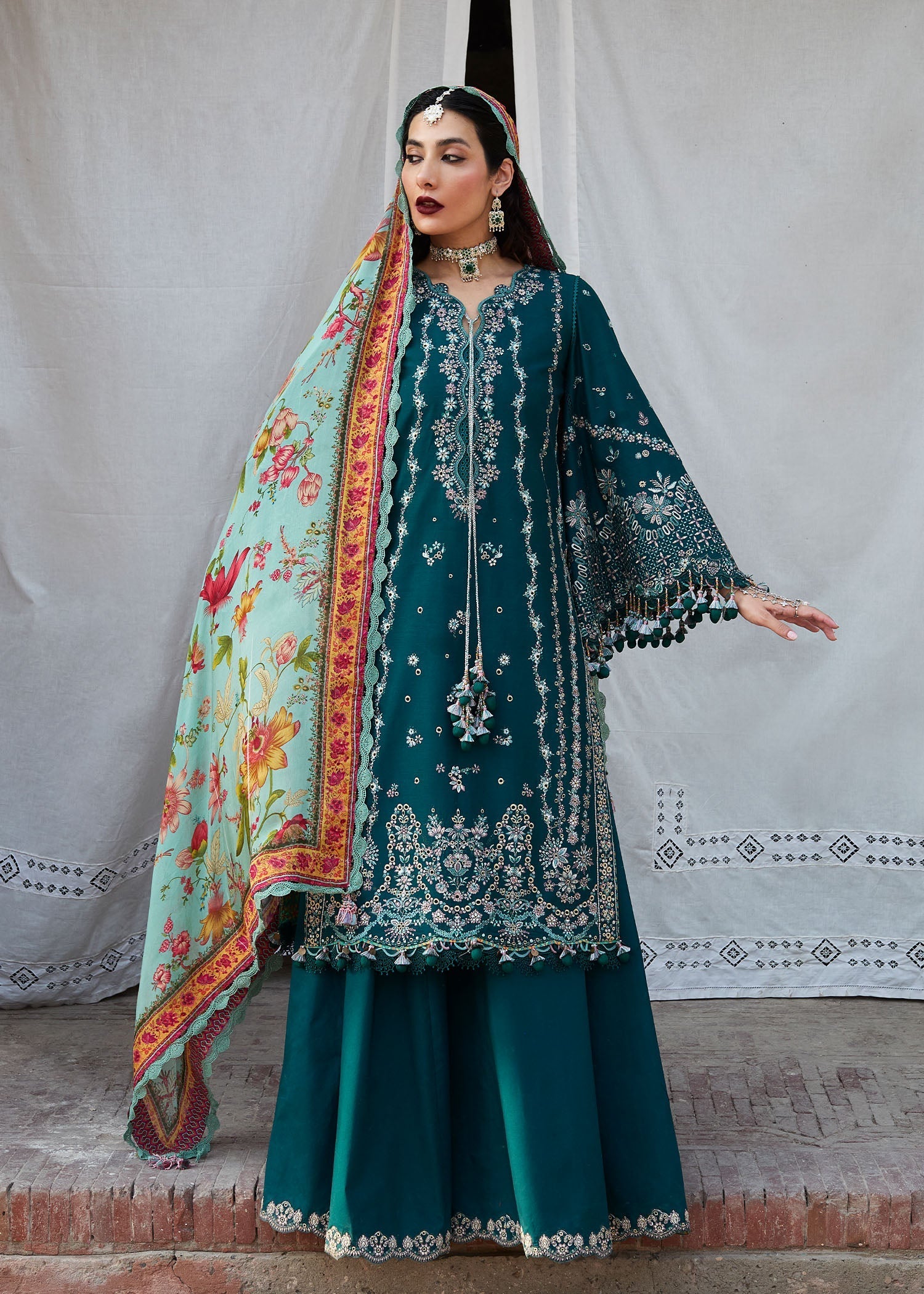Hussain Rehar | Nirmal SS 25 | Saher L Teal Green Lawn