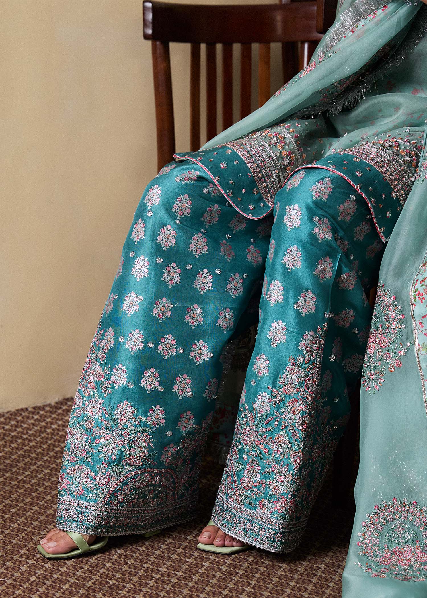 Hussain Rehar | SS Luxury Pret 25 | Artes M Ice Blue Organza