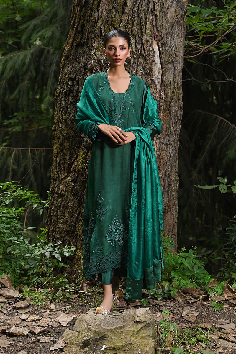 Hue Pret | Farasha Luxury Pret | Insiya XS Deep Green Pure Organza
