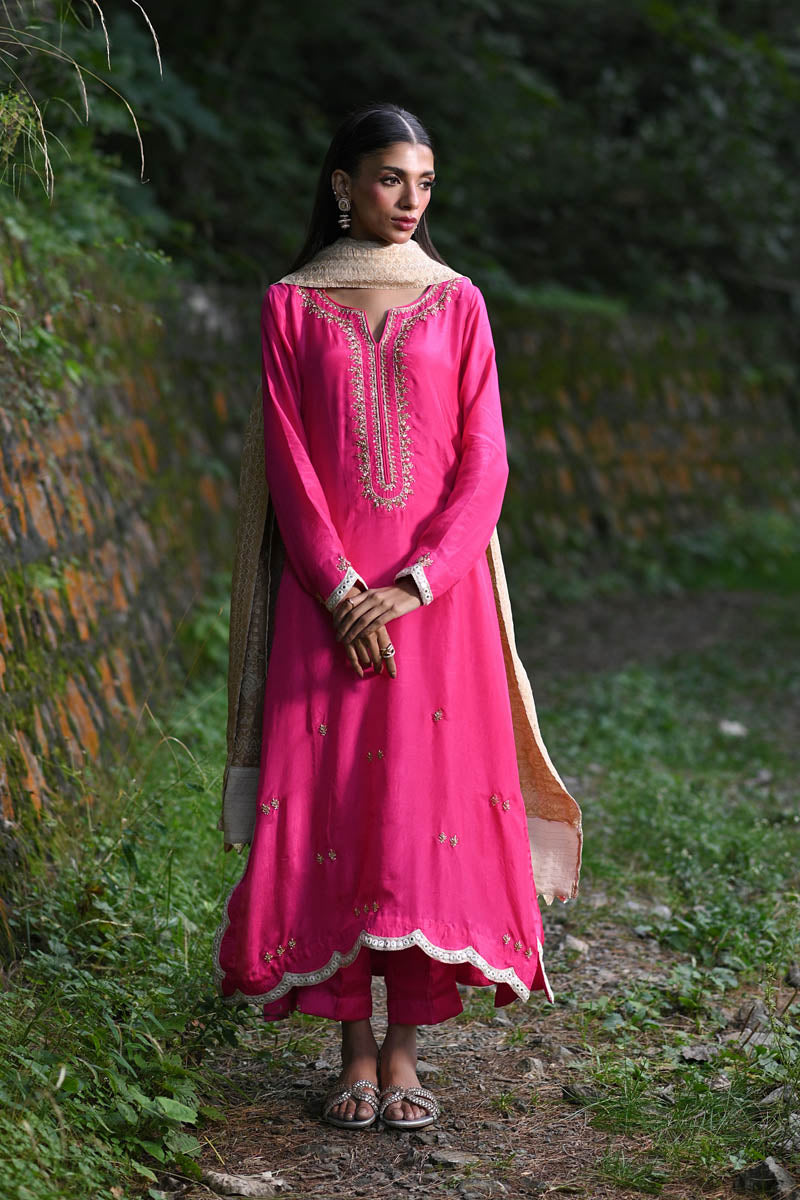 Hue Pret | Farasha Luxury Pret | Fuchsia XS Hot Pink Pure Silk