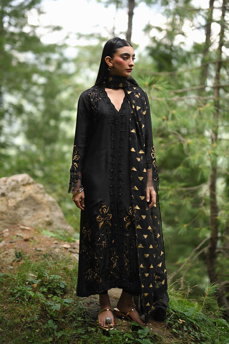 Hue Pret | Farasha Luxury Pret | Rimah L Black Pure Sheesha Silk