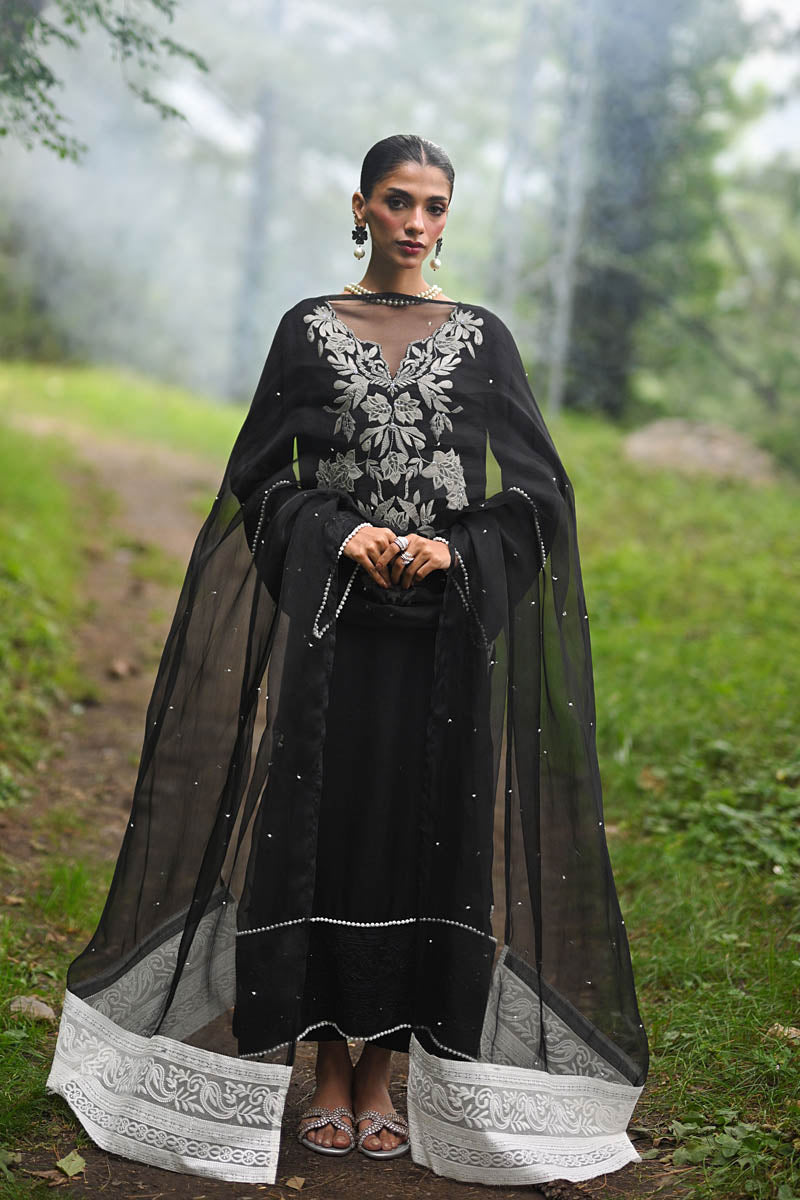 Hue Pret | Farasha Luxury Pret | Safa L Black Pure Organza