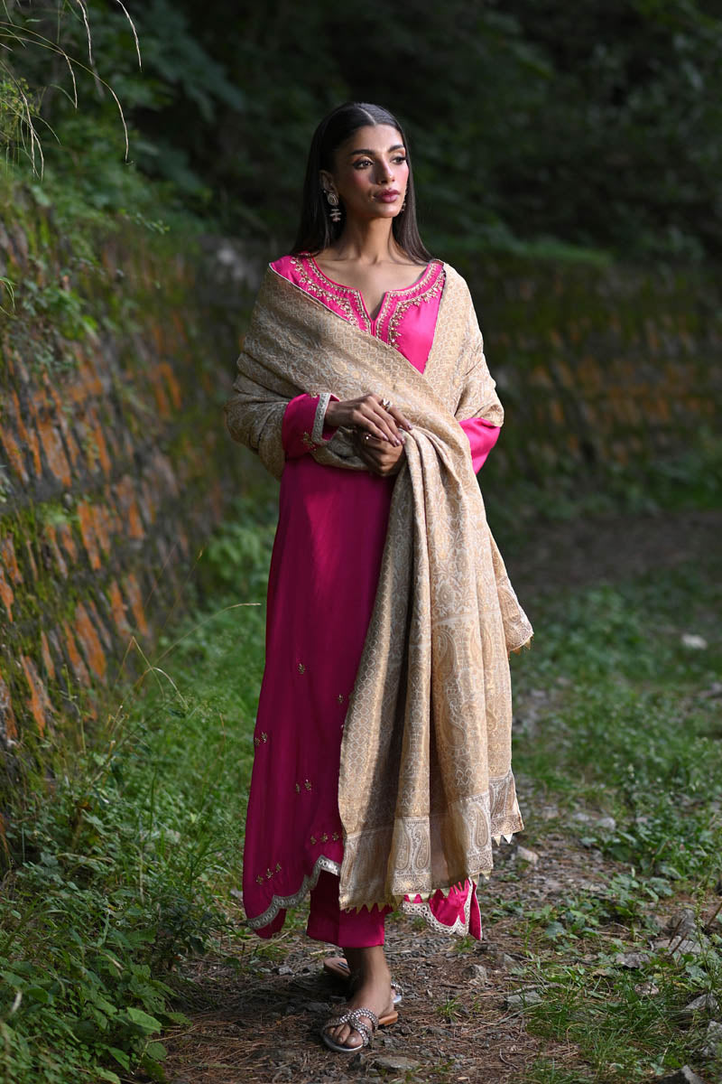 Hue Pret | Farasha Luxury Pret | Fuchsia L Hot Pink Pure Silk