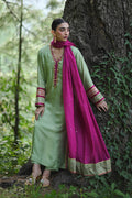 Hue Pret | Farasha Luxury Pret | Mishfa XL Pure Silk Apple Green