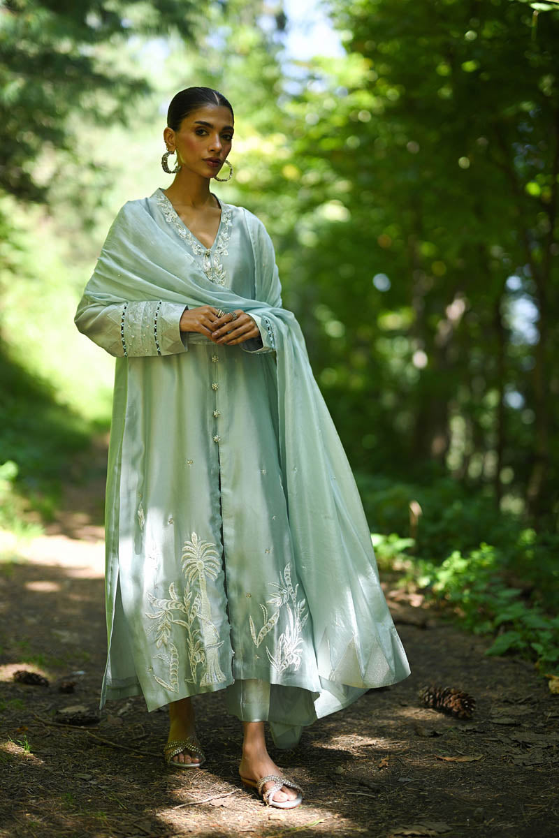 Hue Pret | Farasha Luxury Pret | Risha L IceBery Green Pure Sheesha Silk
