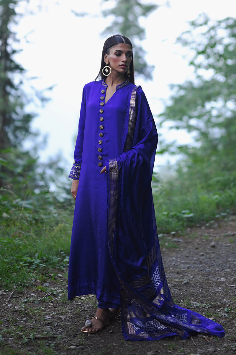 Hue Pret | Farasha Luxury Pret | Livia XS Midnight Blue Pure Silk