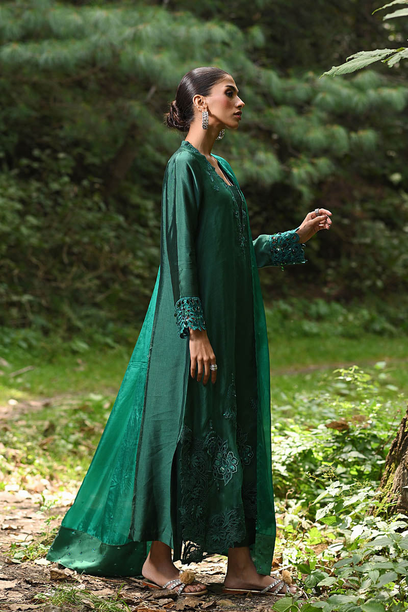 Hue Pret | Farasha Luxury Pret | Insiya XL Deep Green Pure Organza