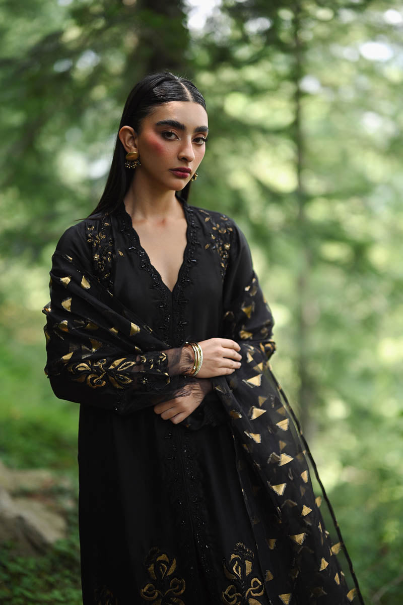 Hue Pret | Farasha Luxury Pret | Rimah M Black Pure Sheesha Silk