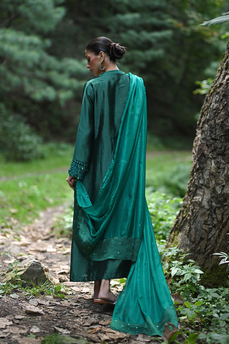 Hue Pret | Farasha Luxury Pret | Insiya XS Deep Green Pure Organza