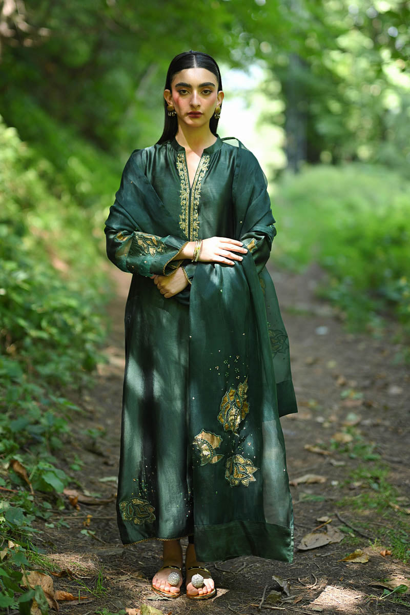 Hue Pret | Farasha Luxury Pret | Nadine XS Dark Green Pure Sheesha Silk