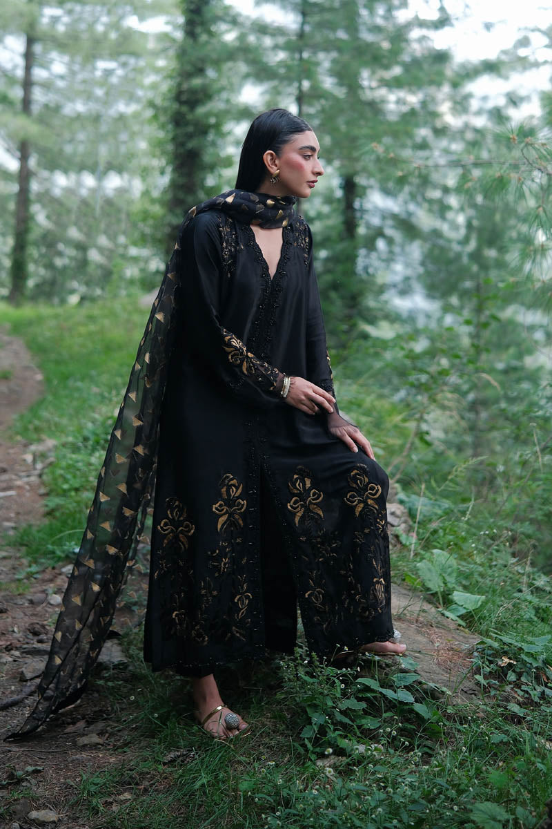 Hue Pret | Farasha Luxury Pret | Rimah Custom Size Black Pure Sheesha Silk