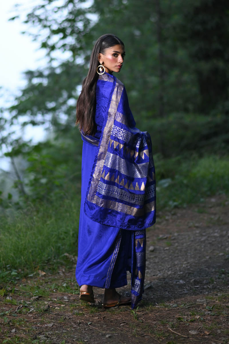 Hue Pret | Farasha Luxury Pret | Livia XS Midnight Blue Pure Silk