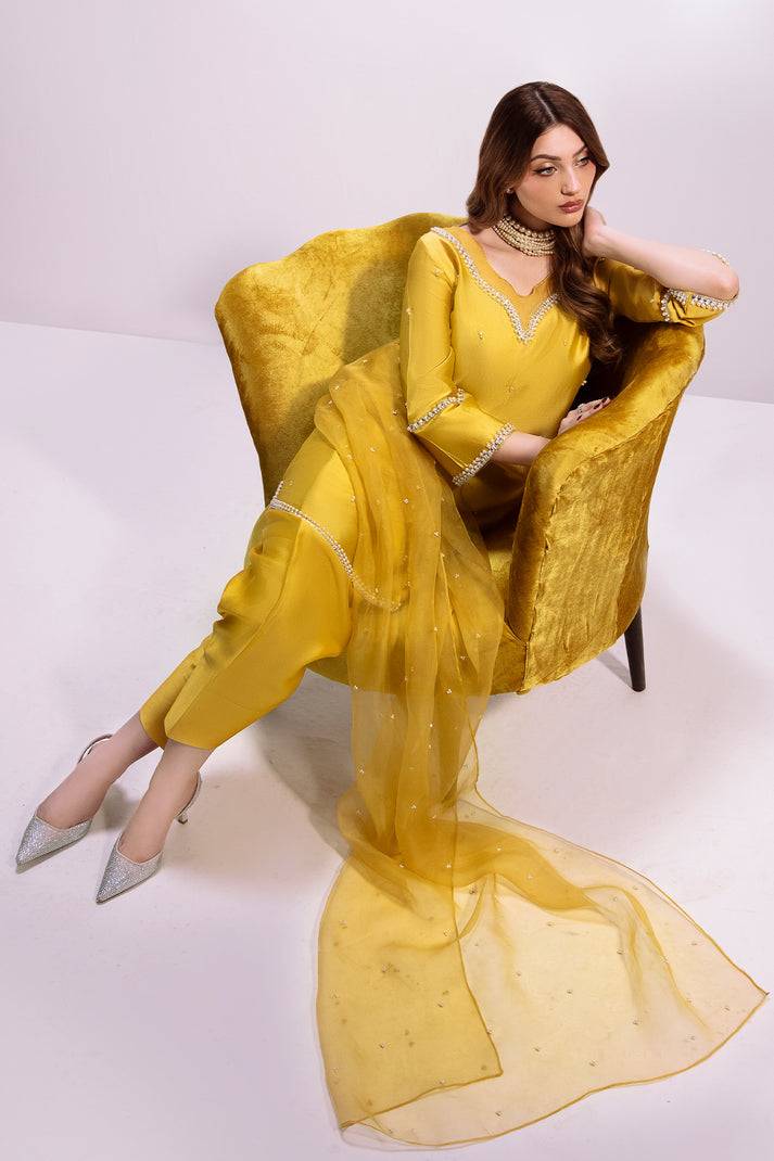 Raja Salahuddin | House of Mina | Sunshine - Pakistani Designer Dress - by Raja Salahuddin | Type: Ladies Clothes - 100% Original at Saira Sultan