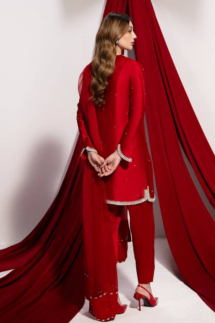 Raja Salahuddin | House of Mina | Crimson - Pakistani Designer Dress - by Raja Salahuddin | Type: Ladies Clothes - 100% Original at Saira Sultan