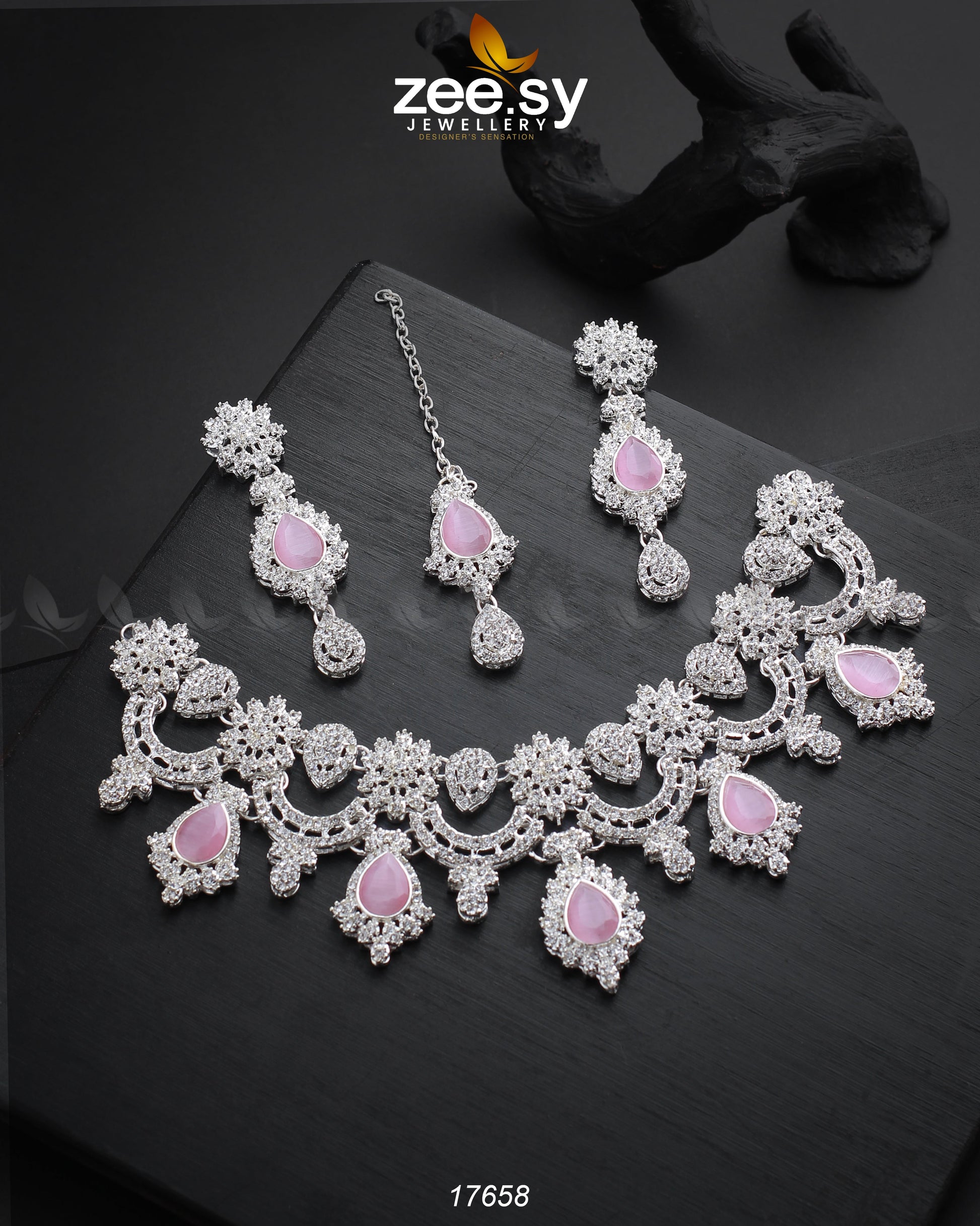 Aether Necklace Silver Pink