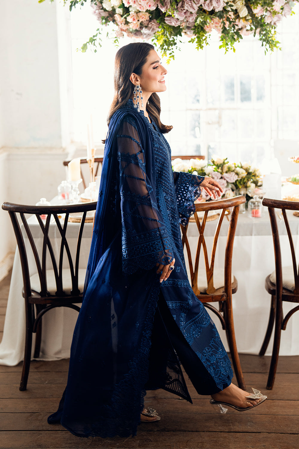 Azure | Vogue Formals | Imperial Midnight Custom Size Navy Blue Chiffon