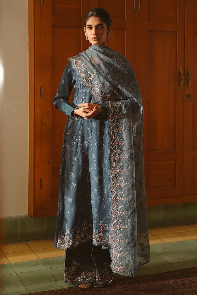Cross Stitch | Luxe Atelier 25 | MAJESTIC TEAL L Blue Gray Silk