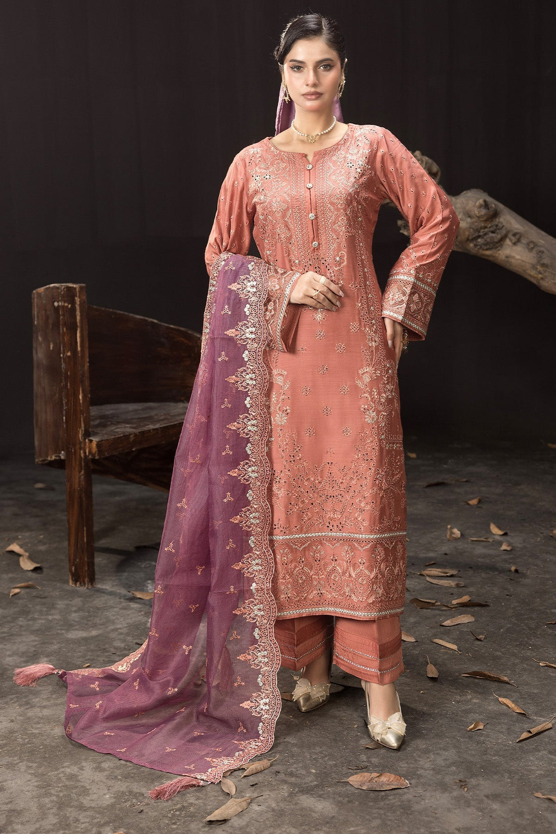 Imrozia Premium | Gulzar e Dil | I.P-102 Gul XS Coral Viscose