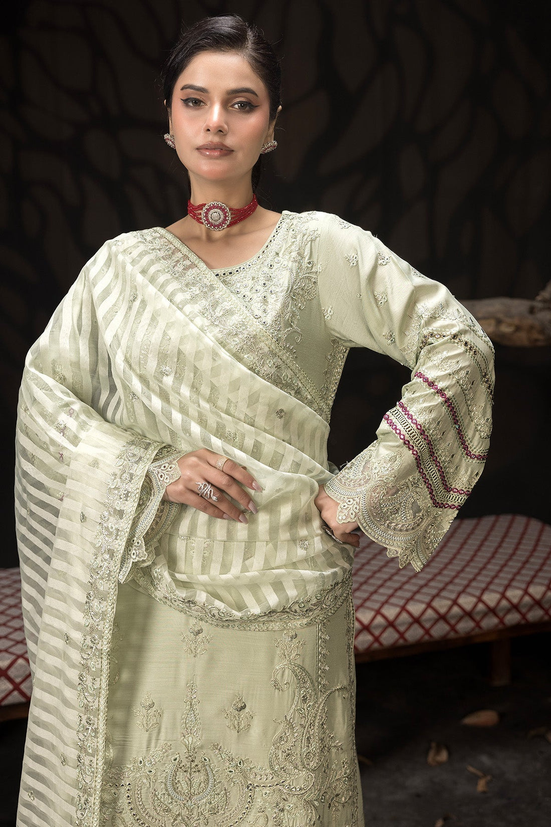Imrozia Premium | Gulzar e Dil | I.P-103 Hina XS Mint Gray Viscose