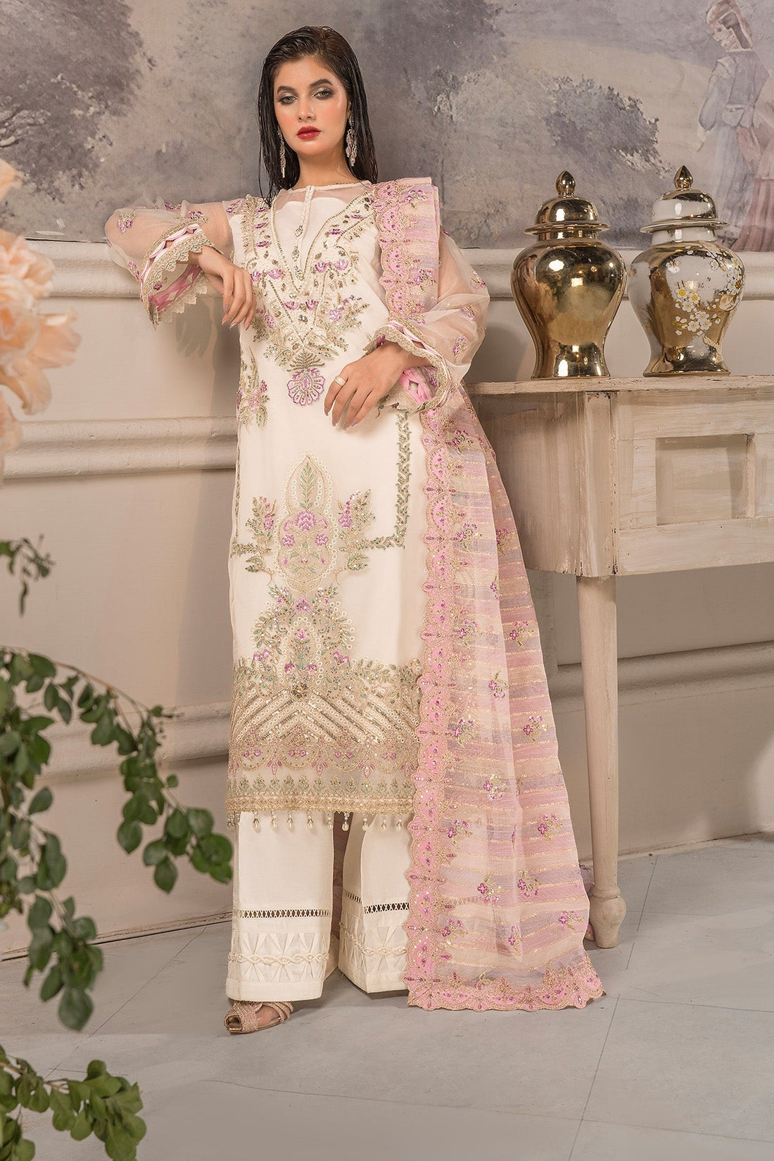 Imrozia Premium | Dilkash Formals | IP-108 Saanjh S Off White Organza