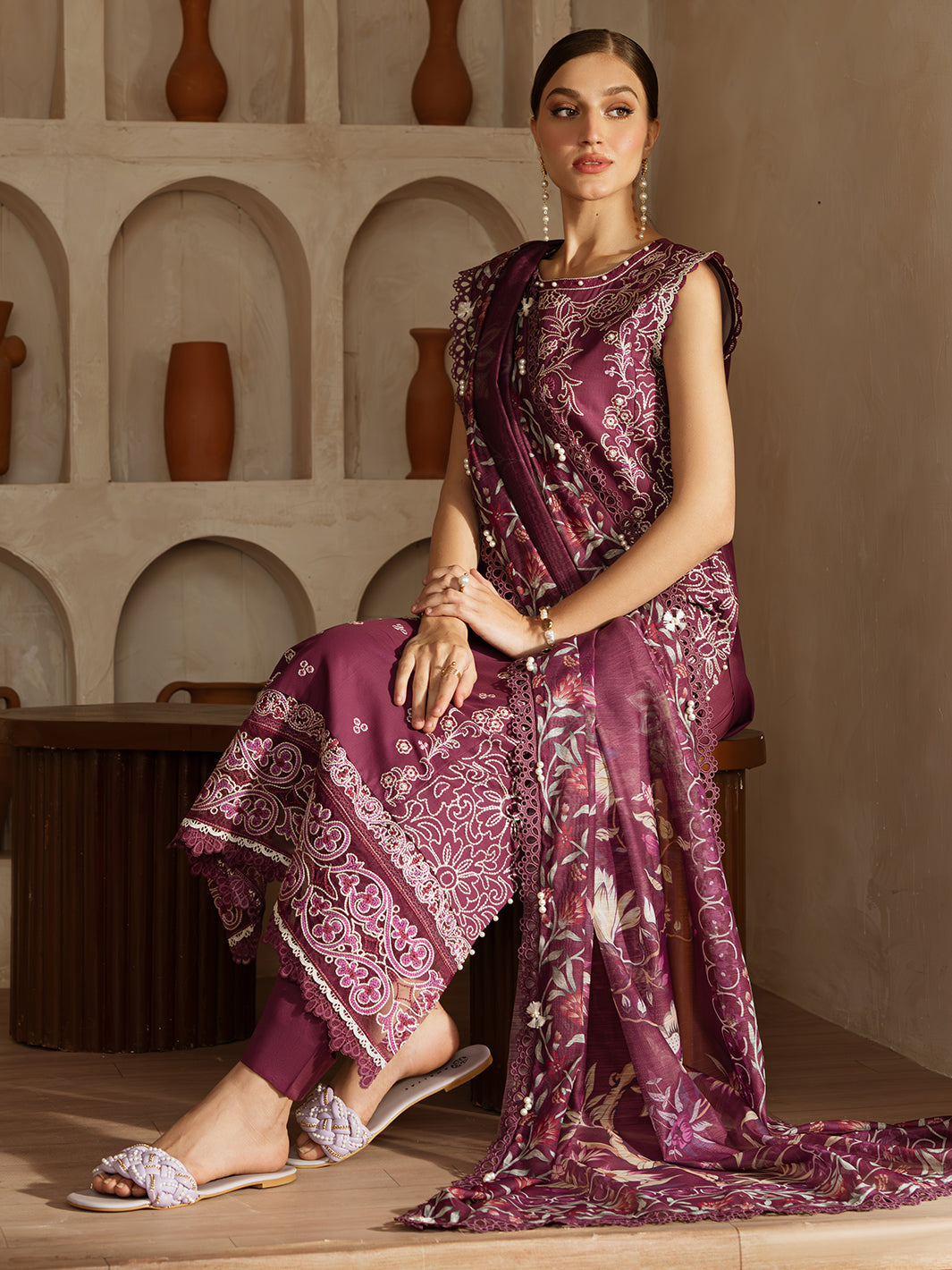 Mahnur | Florence Luxury Lawn 25 | IZNA XL Plum Lawn